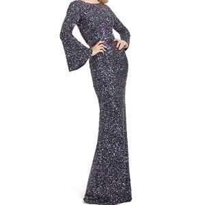 Mac Duggal High Neck Sequin Backless Gown